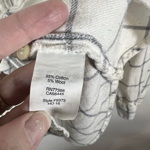 Madewell Button Up Collared Checkered Top Women’s Size Medium White Cotton Wool‎ - Picture 7 of 9